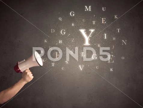 Megaphone with letters Stock Photos