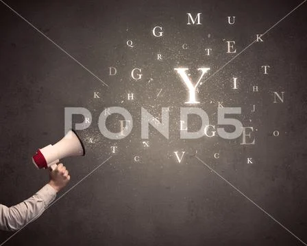 Megaphone with letters Stock Photos