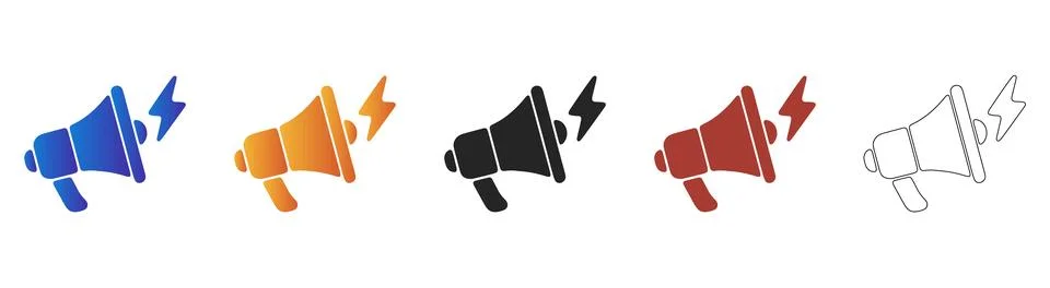 Megaphone with lightning bolt icon isolated on transparent 스톡 일러스트