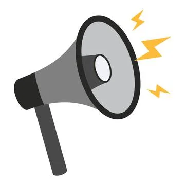 Megaphone with lightning flashes. Symbol of loud voice, promotion and annou.. Stock Illustration