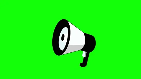 Megaphone with lightning isolated on green screen 2D animation (Chroma key) Video stock 306146470