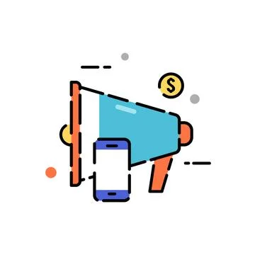Megaphone line icon. Advertisement device symbol. Marketing concept. Stock Illustration