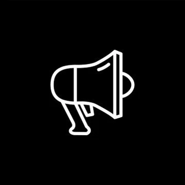Megaphone Line Icon On Black Background. Black Flat Style Vector Illustration Illustrazione stock