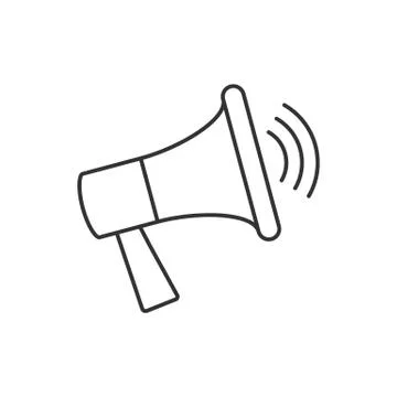 Megaphone linear icon on white background. Advertising symbol Stock Illustration