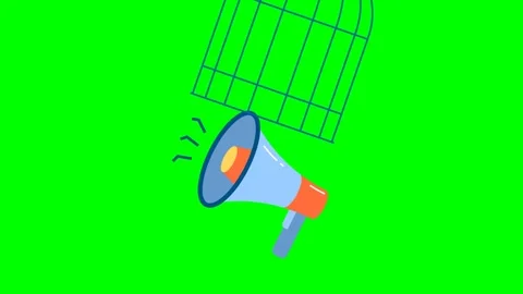 Megaphone locked inside prison and isolated. Megaphone in a closed bird cage Stock Footage 278264383