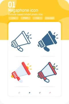 Megaphone, loudspeaker premium icon with multiple style Illustrazione stock