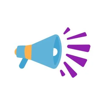 Megaphone, loudspeaker on white background. Vector illustration in trendy flat Illustrazione stock