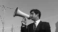 Megaphone man. HD Footage