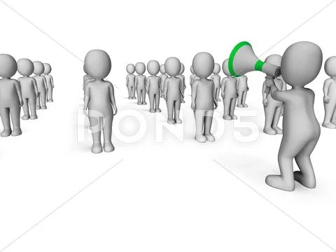 Megaphone manager shows announcement agreement explaining and leading Stock Illustration