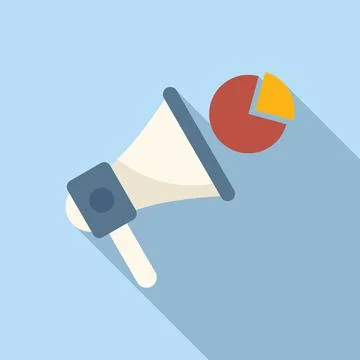 Megaphone market segment icon flat vector. Customer target Stock Illustration