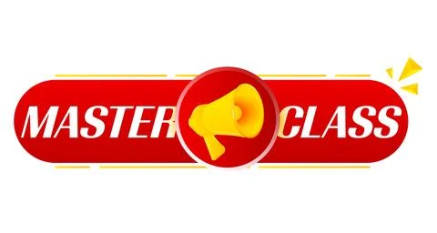 Megaphone with master class on white background. Megaphone banner. Web design Illustrazione stock