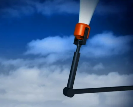 Megaphone on mechanic arm Stock Footage 451467