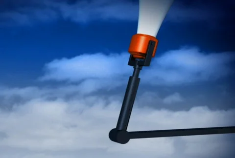 Megaphone on mechanic arm Stock Footage 451469
