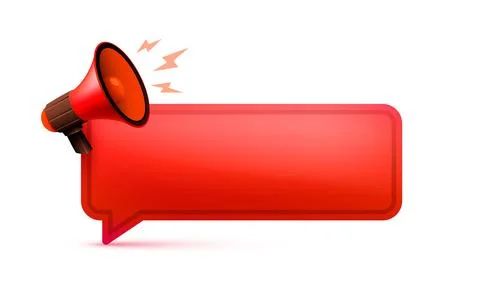 Megaphone message 3d icon, speech voice chat. Vector Stock Illustration