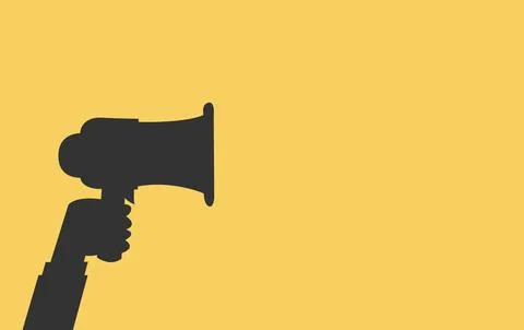 Megaphone message template with blank speech bubble, vector flat Stock Illustration