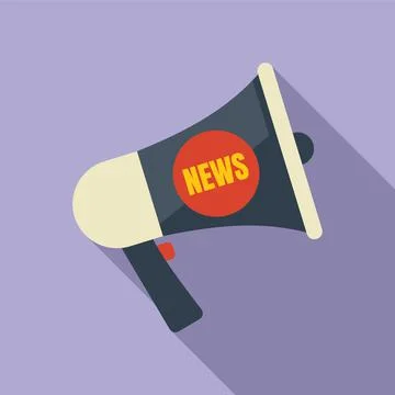 Megaphone news icon flat vector. Camera reportage 库存插图
