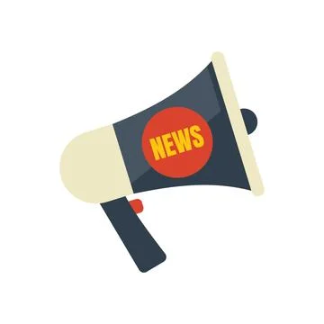 Megaphone news icon flat vector. Camera reportage Illustrazione stock