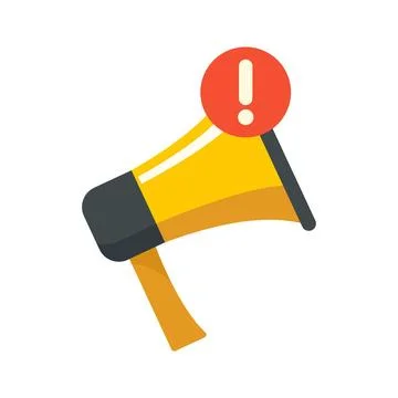 Megaphone notification icon flat isolated Stock Illustration