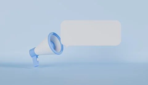Megaphone with notification speech bubble on blue background Stock Illustration
