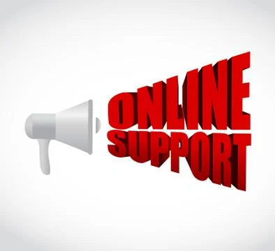 Megaphone online support 3d text message sign Stock Illustration