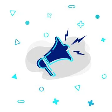 Megaphone or loudspeaker icon in blue color isolated on white background. vec Stock Illustration