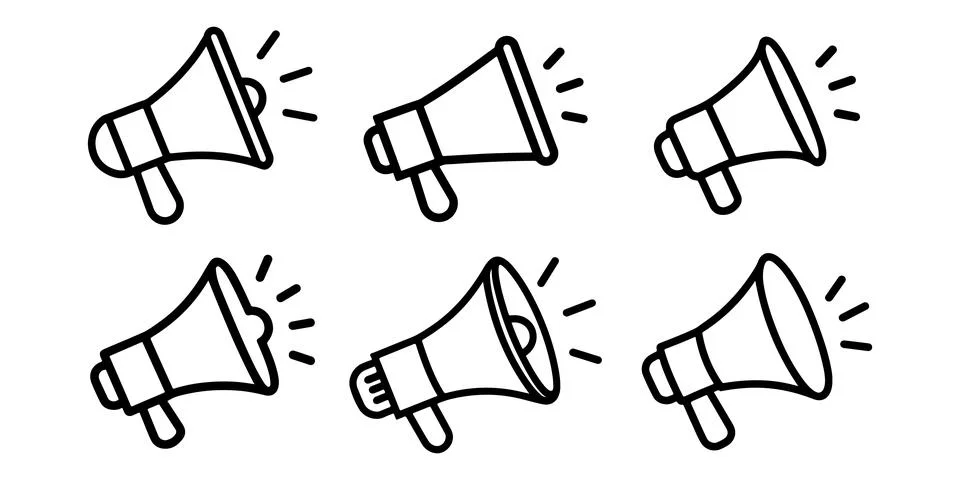 Megaphone outline icon set vector on white background イラスト素材