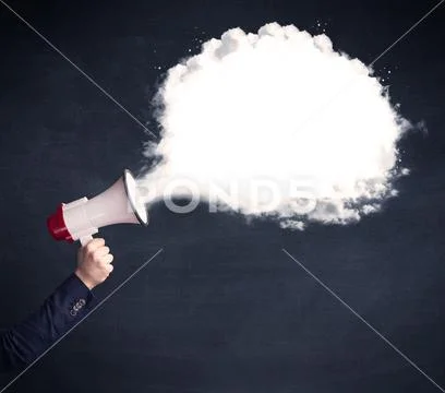 Megaphone with plain message cloud Stock Photos