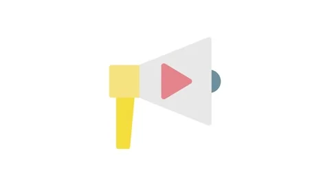 A megaphone with a play button design, representing the concept of broadcas.. Stock Footage 333550642