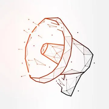 Megaphone polygonal vector illustration isolated on white background. Anno... Stock Photos