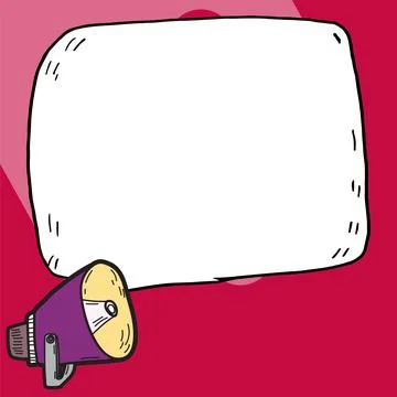 Megaphone presenting important information and brand new agenda. Big white Stock Illustration