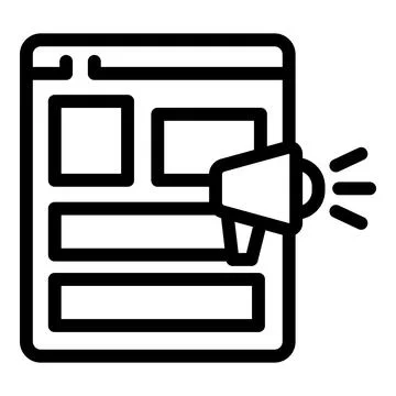 Megaphone promoting content on website landing page, digital marketing strate Stock Illustration