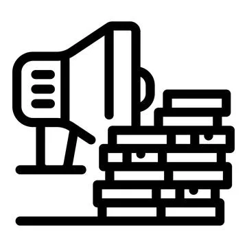 Megaphone promoting stacked boxes, effective marketing strategy イラスト素材