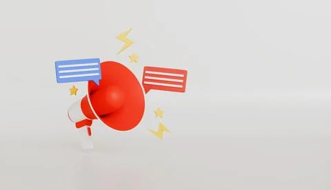 Megaphone with push notification, audience or followers growth Stock Illustration