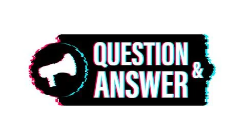Megaphone with Question and Answer. Glitch icon. Megaphone banner. Web design Stock Illustration