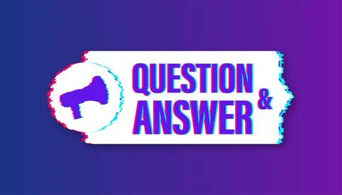 Megaphone with Question and Answer. Glitch icon. Megaphone banner. Web design 스톡 일러스트