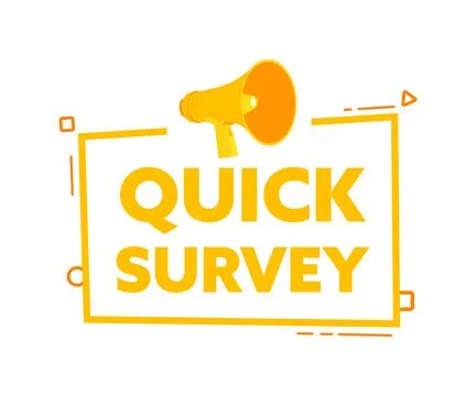 Megaphone with Quick survey speech bubble banner. Promotion and advertising Stock-Illustration