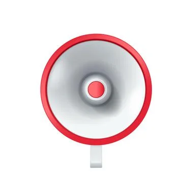 Megaphone with red elements realistic vector illustration Illustrazione stock