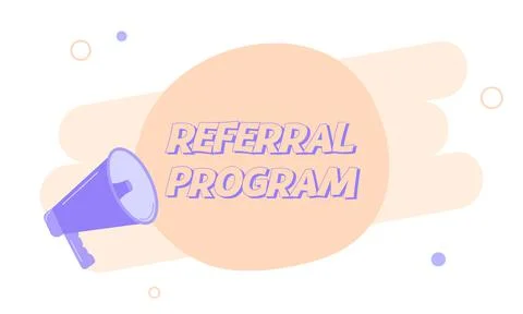 Megaphone with referral program speech bubble. Loudspeaker. Banner for business Stock Illustration