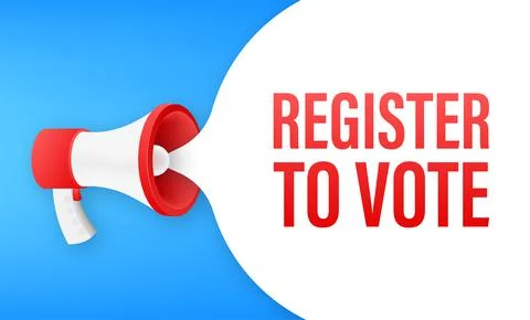Megaphone with Register to vote. Vector illustration. 스톡 일러스트