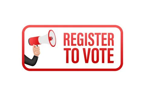 Megaphone with Register to vote. Vector illustration Stock Illustration