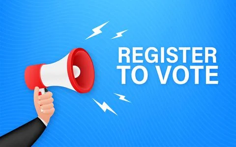 Megaphone with Register to vote. Vector illustration Stock Illustration