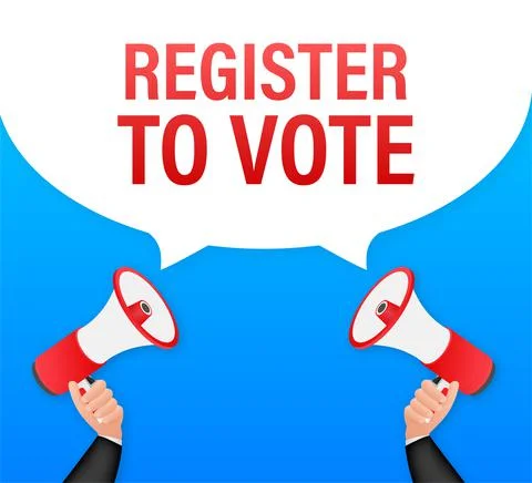 Megaphone with Register to vote. Vector illustration Stock-Illustration