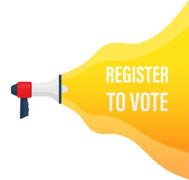 Megaphone with Register to vote. Vector stock illustration. Stock Illustration