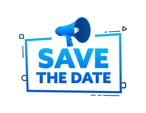 Megaphone with Save the date speech bubble banner. Promotion and advertising イラスト素材