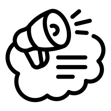 Megaphone shouting important news into speech bubble with text lines Stock Illustration