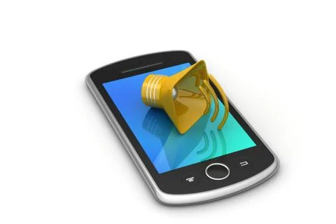Megaphone with smart phone Free Stock Illustration