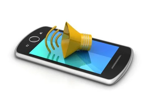Megaphone with smart phone Free Stock Illustration