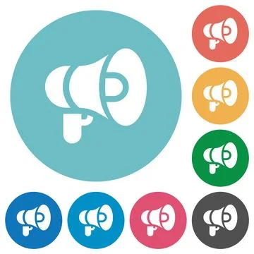 Megaphone solid flat round icons Stock Illustration