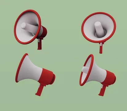 Megaphone Speaker 3d render Abstract design element Minimalist concept Stock Illustration