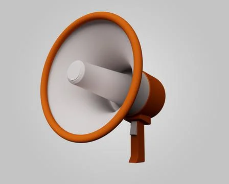 Megaphone Speaker 3d render Abstract design element Minimalist concept Illustrazione stock